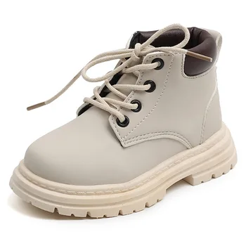 Kruleepo/ Кожаные Полусапожки для маленьких девочек и мальчиков, детские модные зимние ботинки Martin, осенне-зимняя повседневная обувь для маленьких детей на открытом воздухе