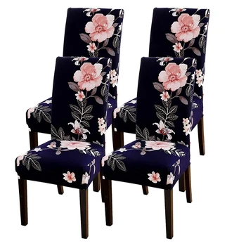 Чехлы для стульев, комплект из 6 эластичных съемных моющихся чехлов для кухонных стульев, протектор для столовой, отеля
