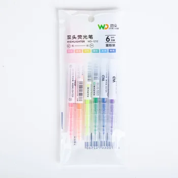 Маркер для студентов, 6-цветной набор фломастеров, маркер для украшения карманного дневника карамельного цвета, светлый маркер