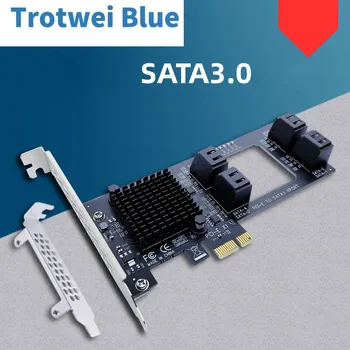 Адаптер PCIE SATA PCI-E для майнинга Chi a 8 Портов SATA 3.0 6 ГБ PCI Express PCIE x1 для Платы расширения контроллера SATA Marvell 88SE9215