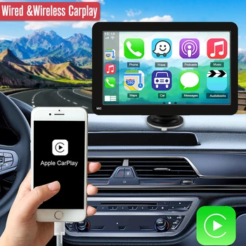 7-дюймовый автомобильный Радиоприемник, Мультимедийный видеоплеер, беспроводной сенсорный экран, планшет Apple CarPlay, Android, Автостерео, навигация по Bluetooth