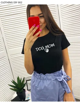 Летняя женская футболка для любителей домашних животных, рубашка для МАМЫ СОБАКИ, женская рубашка для любителей собак, футболка с отпечатками лап, футболка с сердечками, футболки для собак Mom Life