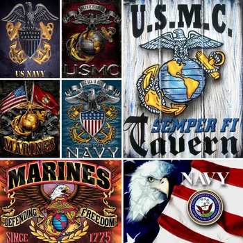 набор для алмазной живописи 5d All American Military Marine Symbol С изображениями флага, Вышивка, мозаика, украшение для дома, подарок ручной работы