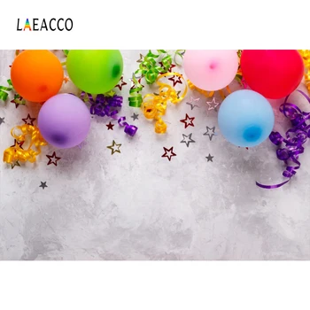 Фотозона для вечеринки по случаю Дня рождения Laeacco Красочные воздушные шары Ленты Звезды Фотофоны Детские портретные фотофоны Фотосессия