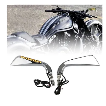 Мотоциклетные Светодиодные Фонари 8 мм Серповидные Боковые Зеркала Заднего Вида Для Street Glide Cross Bones Touring для Dyna V-Rod Road King Softail