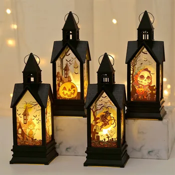 Хэллоуин Светодиодный Подвесной фонарь в виде тыквы, Призрачная лампа, Свеча, украшения для дома для вечеринки в честь Хэллоуина, реквизит для ужасов в Хант-хаусе