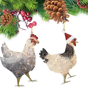 Рождественская елка, подвесной шарф, Праздничное украшение для праздника Цыпленка, уличная Рождественская Елка, Забавный рождественский орнамент для домашнего декора