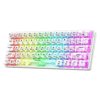 61 Клавиша с щелкающей клавиатурой Беспроводная 2.4G Прозрачная механическая клавиатура, совместимая с Bluetooth Прозрачная игровая клавиатура для геймера