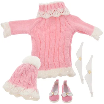Игрушки для девочек, платье-свитер, шапка, Комплект зимней сменной одежды, Декоративный полиуретан многоразового использования