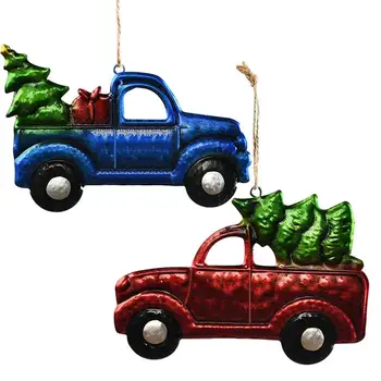 Рождественский подвесной грузовик, мультяшный маленький автомобиль с елочными украшениями, пикап и подвески в форме автомобиля для рождественской елки