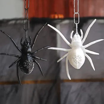 1 шт. украшения в виде пауков на Хэллоуин, черные светящиеся пластиковые пауки, имитация украшения в виде паука в доме с привидениями, хитрая подвеска