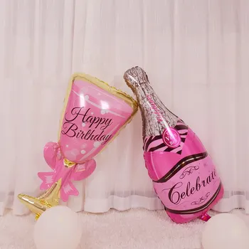 Розовый воздушный шар с бантом для Шампанского, Кубок для вина, Украшение для свадьбы, Дня Рождения, для взрослых и Детей, Воздушный шар, Принадлежности для вечеринок
