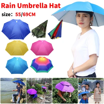 55/65 СМ Кепка от дождя, шляпы, портативный Рыболовный зонт от солнца, солнцезащитный зонтик с защитой от ультрафиолета, Складной головной убор для кемпинга