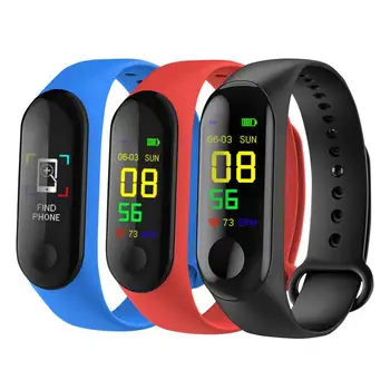 Светодиодные наручные часы M3 с цветным экраном для фитнеса, умный спортивный браслет, Трекер активности, бег, Пульсометр, Часы для мониторинга артериального давления