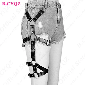 B.CYQZ Женская готическая шлейка для ног из искусственной кожи с регулируемым декором с шипами, фетиш-одежда, женская модная шлейка, бондажное белье