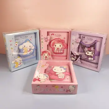 Декомпрессионный Блокнот Sanrio в мягкой кожаной обложке с кнопками, Справочник Kuromi Melody Hello Kitty, Книга с цветными страницами, Канцелярские принадлежности