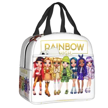 Изготовленный на заказ аниме-мультфильм Tv Rainbow High Lunch Bag Для женщин, термоохладитель, изолированный ланч-бокс для детей, школьный ланч-бокс