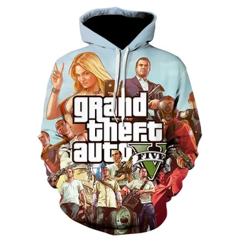 Игра GTA 5, 3D принт Grand Theft Auto, Мужские и женские толстовки, хип-хоп Пуловер Оверсайз, Толстовки с капюшоном, Уличная одежда, детские топы, одежда