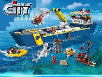793 шт. Строительный блок океанского разведывательного корабля 60266 Модельный набор сборочных игрушек для мальчиков и девочек, подарок на день рождения