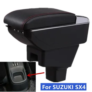 Для SUZUKI SX4 Коробка для подлокотников Для SUZUKI SX4 Центральный ящик для хранения автомобильных подлокотников Дооснащение деталей с помощью USB Аксессуары для салона автомобиля