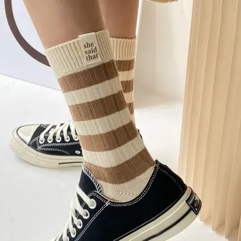 Модные полосатые носки с низкой посадкой для девочек, хлопковые красивые Короткие носки высокого качества