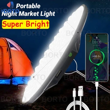Кемпинговый фонарь мощностью 200 Вт, светодиодный светильник для палатки, USB-аккумуляторная лампа, портативный аварийный фонарь для ночного рынка для дома на открытом воздухе