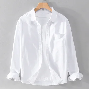 рубашка из чистого хлопка, для делового отдыха, простая мужская одежда half ropa, рубашки для мужчин