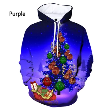 2023 Новая модная Рождественская толстовка с 3D-принтом, осенне-зимний свитер с капюшоном, Рождественский повседневный Спортивный пуловер