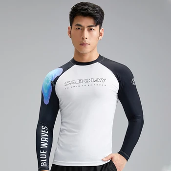 2023 Новая мужская модная Высокоэластичная удобная рубашка С длинным рукавом, купальник для серфинга, топ для водных видов спорта, фитнеса, быстросохнущий UPF 50 +