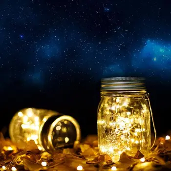 Солнечный 30 Led Star Jar Light Водонепроницаемый Сказочный Светлячок Крышка Банки С Ручками Огни Для Наружного Сада Рождественский Праздничный Декор Лампы