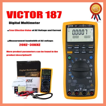 VICTOR 187 Записывающий Универсальный измеритель Истинного среднеквадратичного значения Цифровой мультиметр с USB-универсальным мультиметром VC187 Электрический мультиметр.