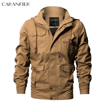 CARANFIER, мужская военно-полевая куртка с капюшоном ВВС, куртка-бомбер, тактическая ветровка, мужское зимнее пальто, Осенняя верхняя одежда, мужская одежда