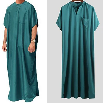 2023 Новое Мужское Мусульманское Ближневосточное Арабское Дубайское Платье Халат С Коротким Рукавом Роскошный Халат Пакистан Марокканская Мусульманская Мужская Одежда