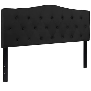 Роскошная мебель Cambridge с мягким изголовьем размера Queen Size из черной ткани