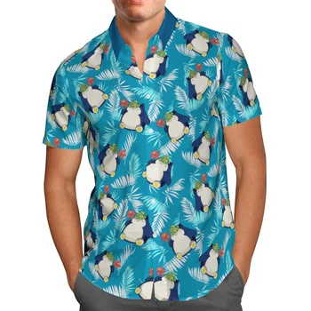 Мужское платье-рубашка с коротким рукавом Аниме Топ Аниме 3D Пляж Гавайи Гавайи 2023 Лето большого размера