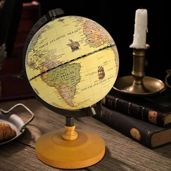 Новый 22-сантиметровый Глобус Карта Земли на английском языке, Ретро Деревянная основа, Земной инструмент, Географический Образовательный Глобус, Украшение стола, Мебель