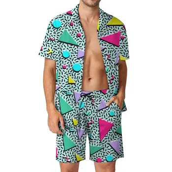 Летняя мужская рубашка в цветочек, мужские пляжные шорты и пляжная рубашка с экологичным принтом, Гавайский комплект