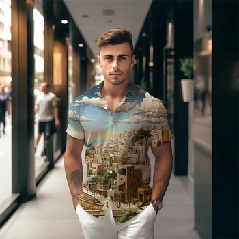 Рубашка с 3D-принтом House, мужская модная классическая рубашка на пуговицах, уличный тренд, крутая рубашка с короткими рукавами, Летняя персонализированная рубашка