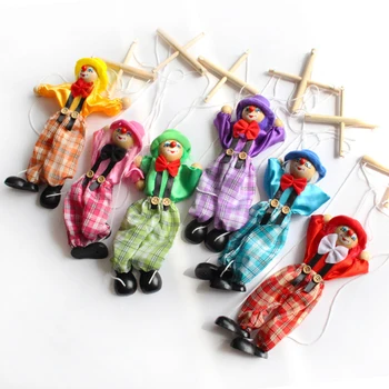 Забавная Красочная Кукла-Клоун на веревочке Деревянная Марионетка Игрушка ручной работы Кукла для совместной деятельности Детские Подарки