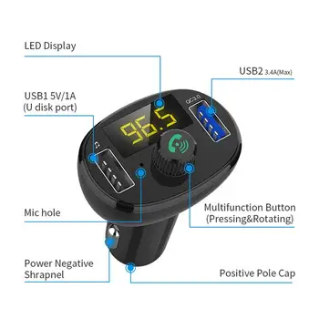 Автоматический передатчик с защитой от напряжения MP3, совместимый с Bluetooth, музыкальный плеер