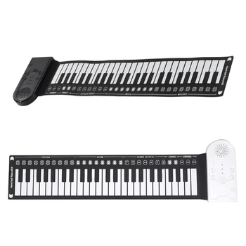 Портативное пианино с рулоном на 49 клавиш, музыкальный инструмент, складная портативная электронная клавиатура для фортепиано для начинающих, прочный 55KD