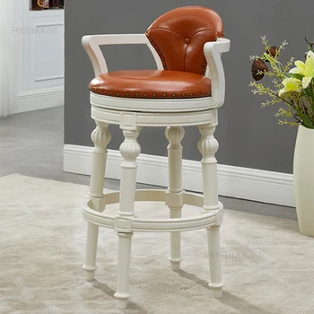 Скандинавские барные стулья из массива дерева, барный светильник на заказ, роскошная домашняя мебель, высокий стул для ресторана, Минималистичный барный стул со спинкой в стиле ретро