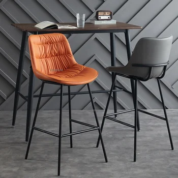 Современные кожаные барные стулья, Барная мебель, Домашняя Роскошная стойка, Кухонный стул, Дизайнерский Креативный Высокий барный стул, стул B