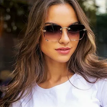 2023 Женские Солнцезащитные очки Роскошного бренда, Дизайнерские Модные Солнцезащитные очки с градиентом, Высококачественные Солнцезащитные Очки без оправы, Женские Очки