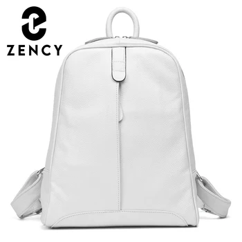 Zency, 100% Мягкая натуральная кожа, модный женский рюкзак, повседневная дорожная сумка для девочек, школьная сумка для ноутбука в элегантном стиле, рюкзак для ноутбука