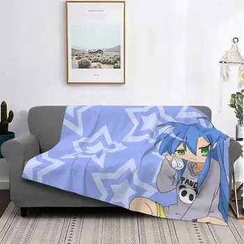 Одеяло Kawaii Konata Izumi, Фланелевое Зимнее одеяло Lucky Star из японского аниме, Мягкие пледы для путешествий на диване, Плюшевое Тонкое одеяло