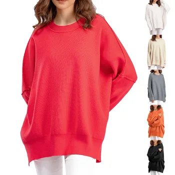 Женский модный свитер с круглым вырезом, однотонный пуловер оверсайз, свитера для женщин, женские свитера оверсайз, свитер для работы