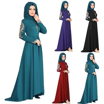 Классические Элегантные аппликации, мусульманские женщины, платье макси с высокой талией, приталенное, Ближний Восток, Саудовская Аравия, Дубай, Турция, Женские платья в пол