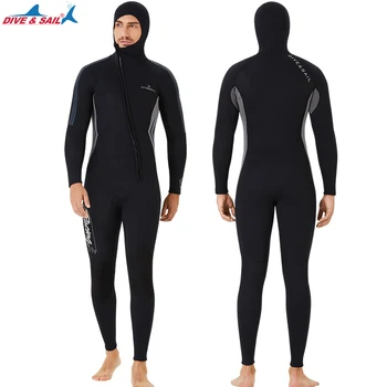 Гидрокостюм 3 мм-мужской неопреновый водолазный костюм, толстовка на молнии спереди, костюмы для подводного плавания, серфинга, костюм для подводного плавания с высокой эластичностью и длинным рукавом.