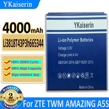 YKaiserin Для ZTE TWM AMAZING A5S Blade GF3 T320 Аккумулятор Li3818T43P3h665344 4000 мАч Литий-ионный Полимерный Аккумулятор Batteria